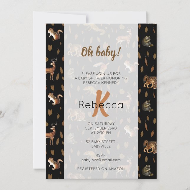 Fall Forest Animals Autumn Leaves Baby Shower  Invitation (Front)