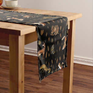 Fall Forest Animals Autumn Leaves Fall Decor Short Table Runner