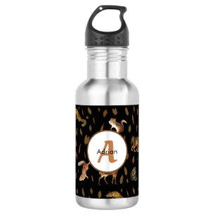 Fall Forest Animals Autumn Leaves Monogram School 532 Ml Water Bottle