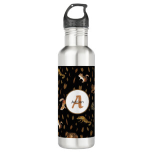Fall Forest Animals Autumn Leaves Monogram School 710 Ml Water Bottle