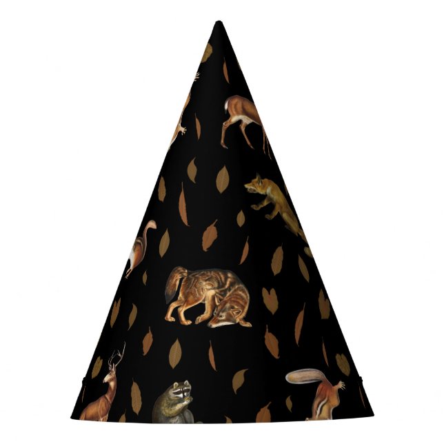 Fall Forest Animals Autumn Leaves  Party Hat (Front)