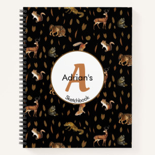 Fall Forest Animals Autumn Leaves Sketchbook Notebook