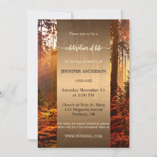 Fall Forest Celebration of Life Memorial Invitation