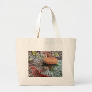 Fall Forest floor Acorns mushrooms and moss Large Tote Bag