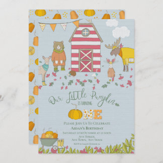 Fall Forest Friends First Birthday Invitation
