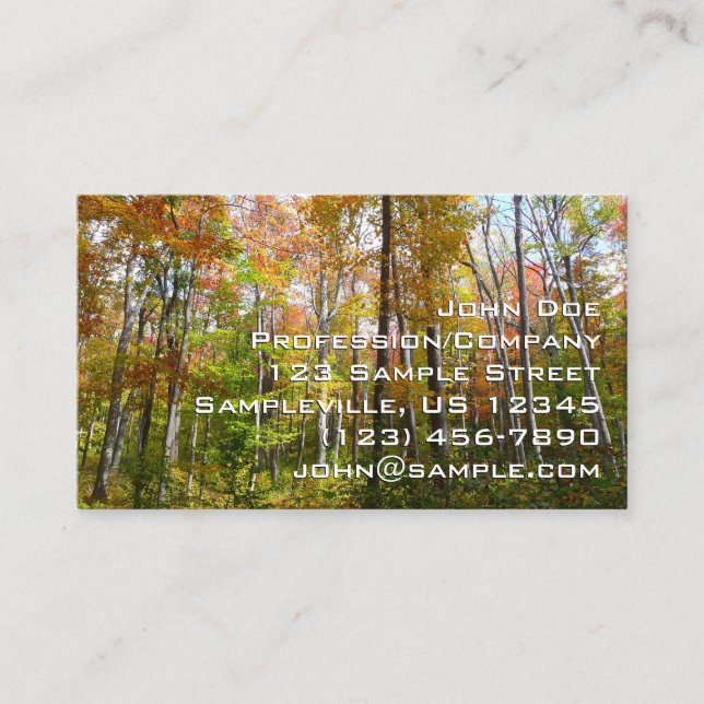Fall Forest I Autumn Landscape Photography Business Card (Front)