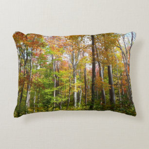 Fall Forest I Autumn Landscape Photography Decorative Cushion