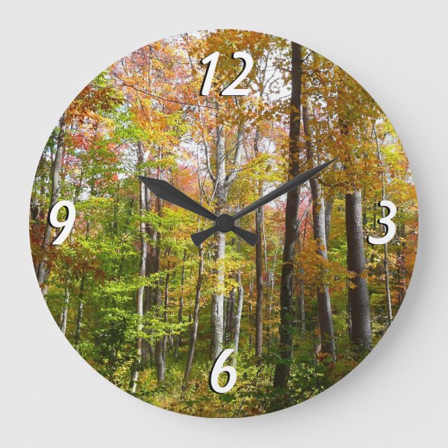 Fall Forest I Autumn Landscape Photography Large Clock (Front)