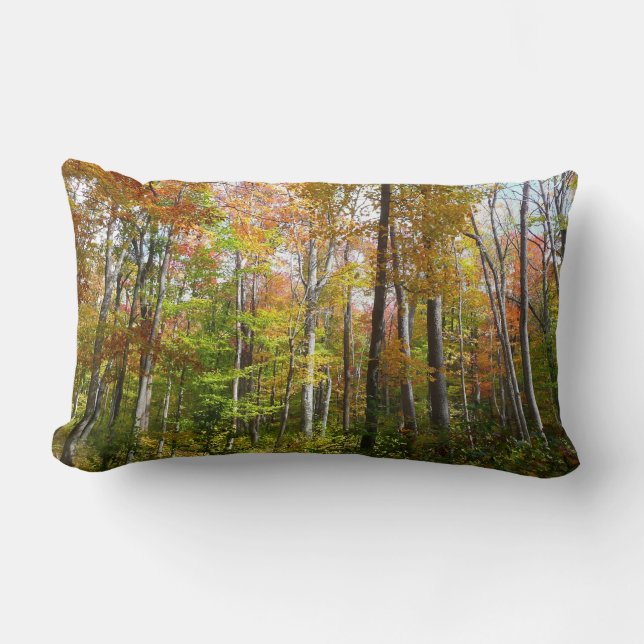 Fall Forest I Autumn Landscape Photography Lumbar Cushion (Front)