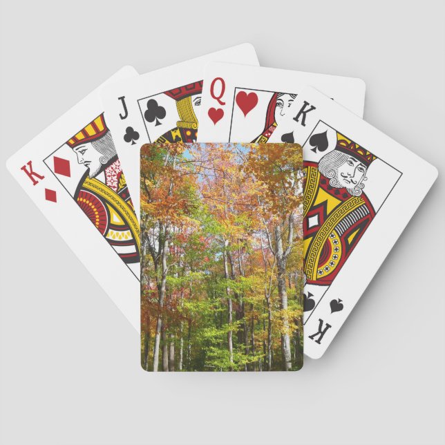 Fall Forest II Autumn Landscape Photography Playing Cards (Back)