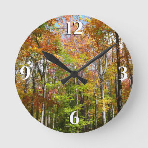 Fall Forest II Autumn Landscape Photography Round Clock