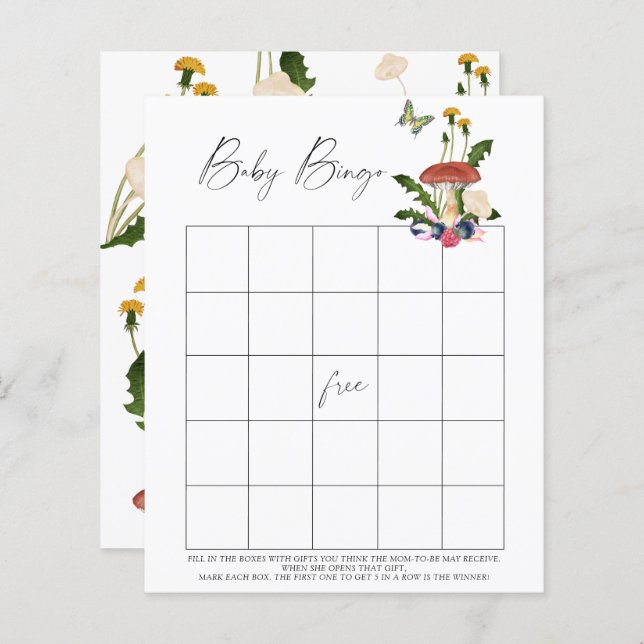 fall forest mushrooms - Baby Bingo game (Front/Back)