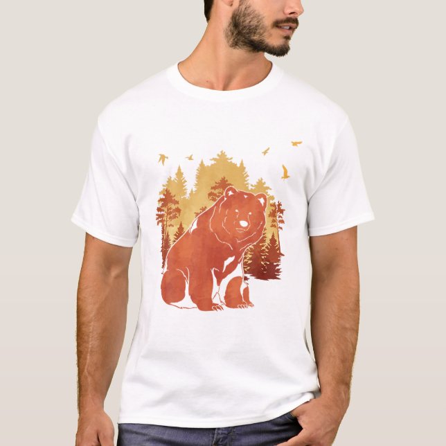 Fall Forest Trees Nature Animal Lover Outdoors Gri T-Shirt (Front)