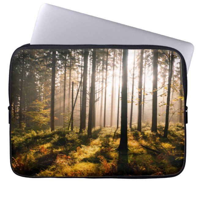 Fall Forest with Sunrays Laptop Sleeve (Front)