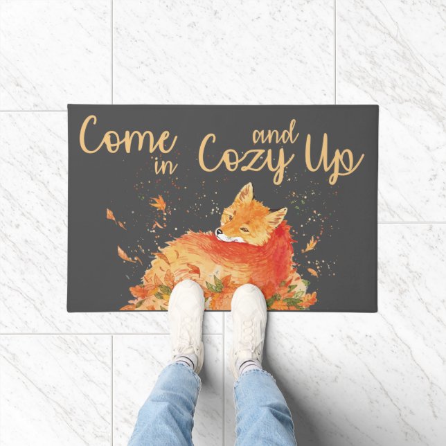Fall Fox Come In Cosy Up Cute Welcome Doormat (Indoor)