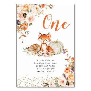 Fall Fox She's Is a Wild One Birthday Table Number