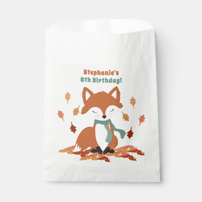 Fall Fox Woodland Birthday Favour Bag (Front)