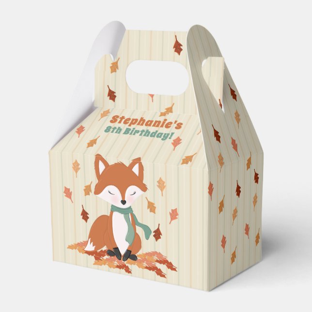 Fall Fox Woodland Birthday Favour Box (Back Side)