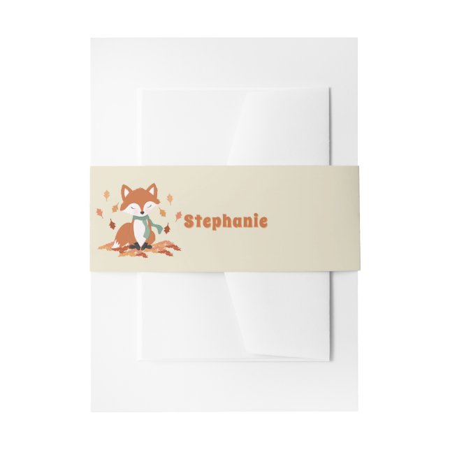 Fall Fox Woodland Birthday Invitation Belly Band (Front Example)