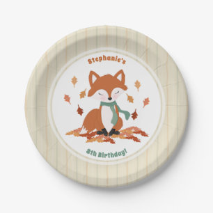 Fall Fox Woodland Birthday Paper Plate