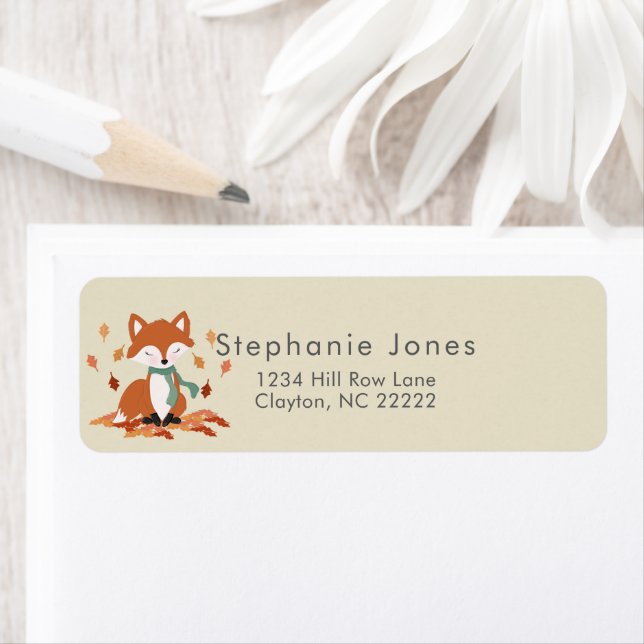 Fall Fox Woodland Birthday Return Address Label (Insitu)