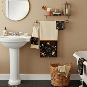 Fall Foxes with customisable text  Bath Towel Set