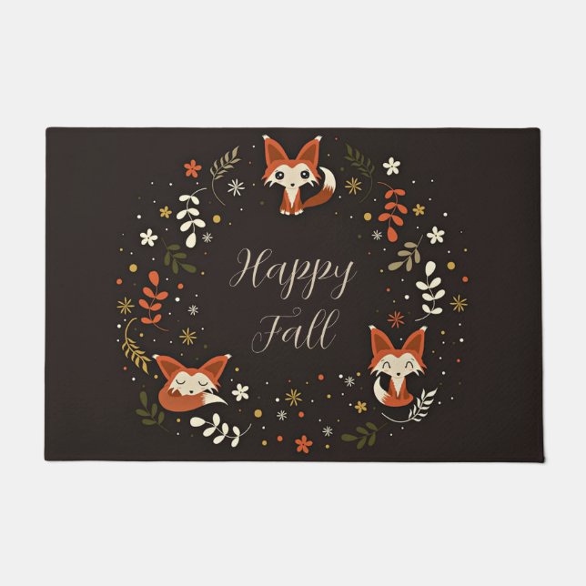 Fall Foxes with customisable text  Doormat (Front)