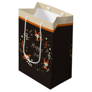 Fall Foxes with customisable text Medium Gift Bag