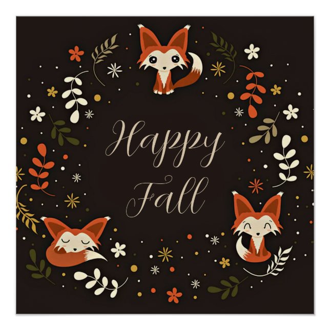 Fall Foxes with customisable text  Poster (Front)