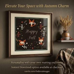 Fall Foxes with customisable text  Poster