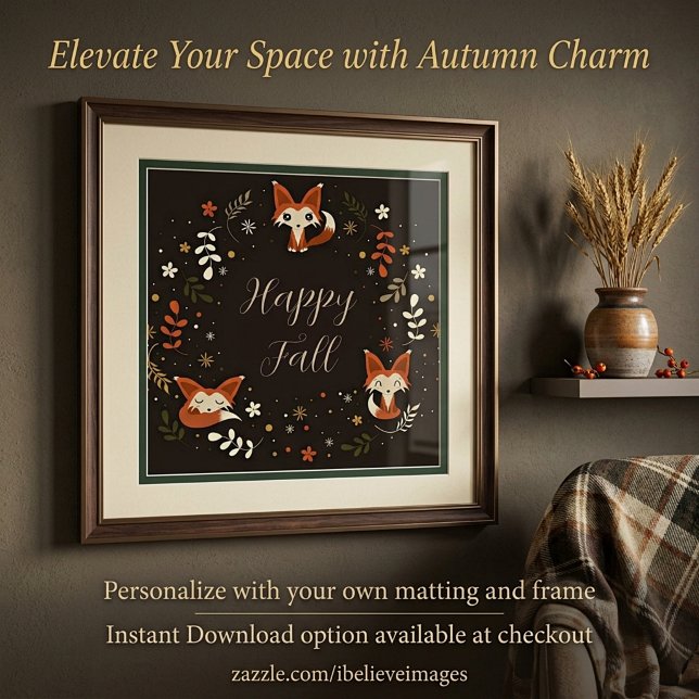 Fall Foxes with customisable text  Poster (Creator Uploaded)