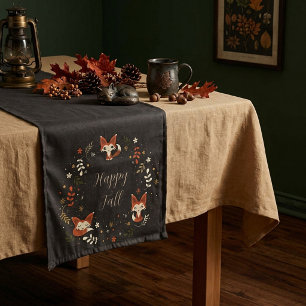 Fall Foxes with customisable text Short Table Runner