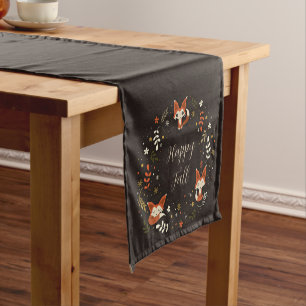 Fall Foxes with customisable text Short Table Runner