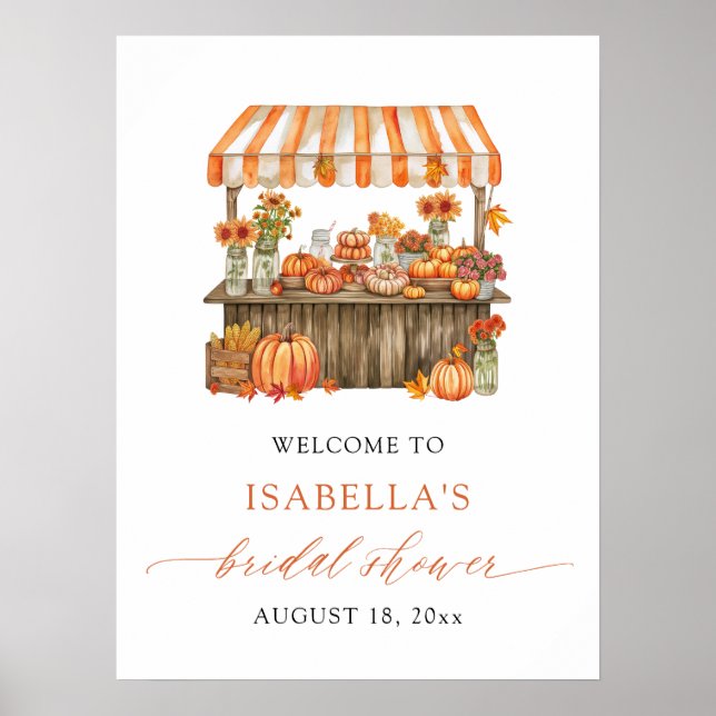 Fall Fresh Off the Market Bridal Shower Welcome Poster (Front)