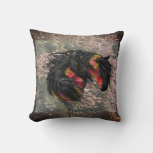 Fall Friesian Horse Throw Pillow