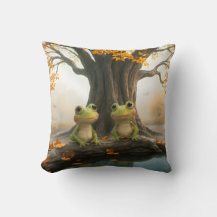 Fall Frogs Throw Pillow