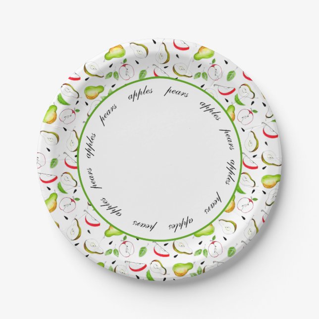 Fall Fruit  Apples and Pears Paper Plate (Front)