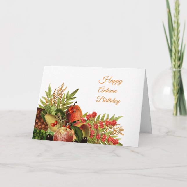 Fall Fruits and Berries Birthday Card (Front)