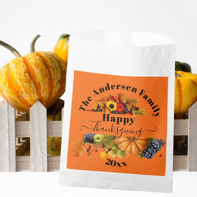 Fall Fruits Flowers And Foliage Happy Thanksgiving Favour Bag (Creator Uploaded)