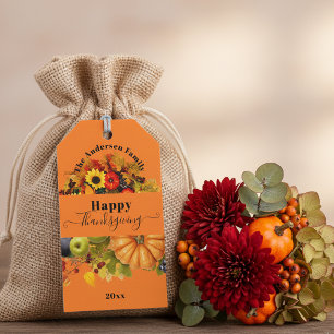 Fall Fruits Flowers And Foliage Happy Thanksgiving Gift Tags