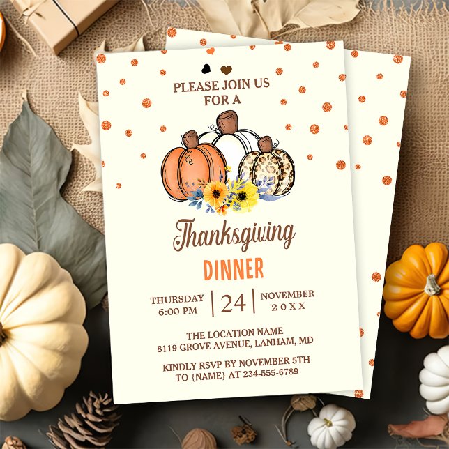 Fall Fumpkin Thankgiving Dinner Party Invitation (Creator Uploaded)