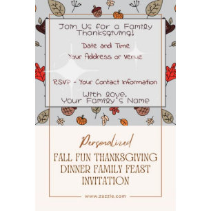 Fall Fun Thanksgiving Dinner Family Feast Invitation