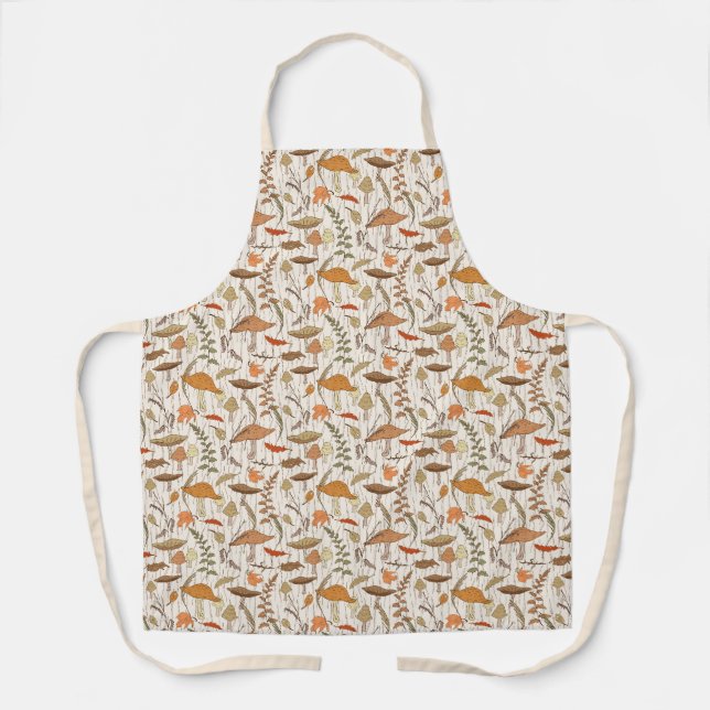 Fall Fungi and Leaves - seamless pattern. Apron (Front)