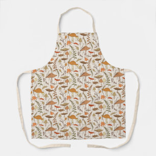 Fall Fungi and Leaves - seamless pattern. Apron