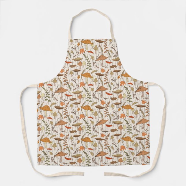 Fall Fungi and Leaves - seamless pattern. Apron (Front)