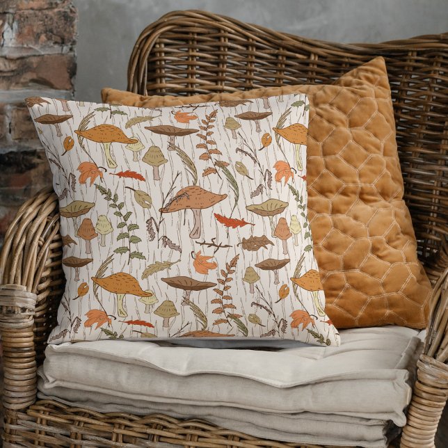 Fall Fungi and Leaves - seamless pattern. Cushion (Creator Uploaded)