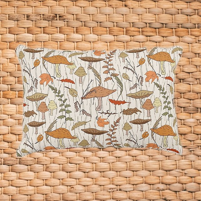 Fall Fungi and Leaves - seamless pattern. Decorative Cushion (Creator Uploaded)
