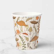 Fall Fungi and Leaves - seamless pattern.