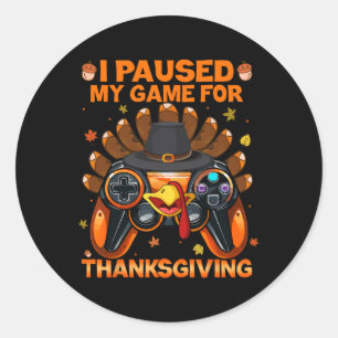 Fall Gaming Controller Turkey Funny Boy Kids Classic Round Sticker
