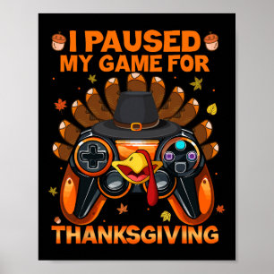 Fall Gaming Controller Turkey Funny Boy Kids Poster